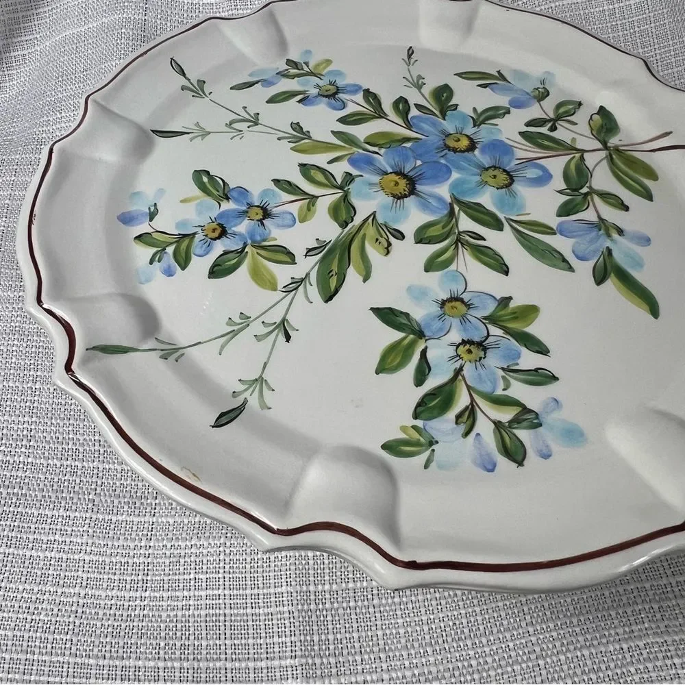 Vintage Antonio Zen Scultore Nove Italian Hand painted Cake Platter Pedestal